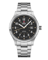 Swiss Military Klassische Militäruhr im schwarzen Stahl - SM34108.01